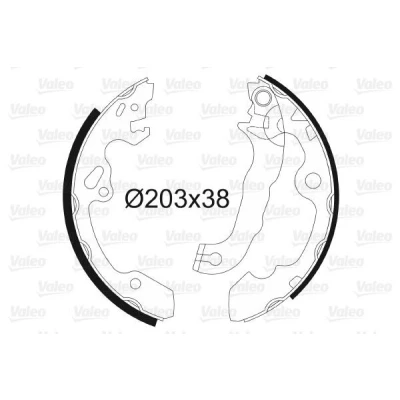 Imagen de VALEO 562648 Zapatas de freno Eje trasero 203 38 sin cilindro rueda FORD: Focus Mk1 Hatchback, Berlina, Familiar