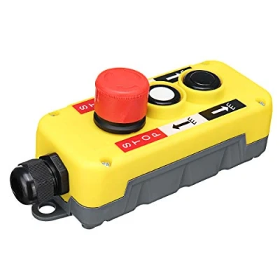 Imagen de Impermeable 2 Botones Control Remoto Parada de Emergencia Interruptores Pulsador para Alzamiento Grua Estación Colgante