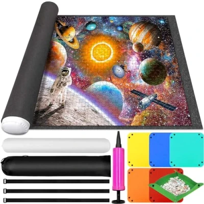 Imagen de GUHAOOL Tapete Puzzle, para Enrollar Puzzles 1000 1500 2000 3000 Piezas, Estera de Rompecabezas Portátil, Puzzle Mat Roll Up Pad, Fieltro Accesorios