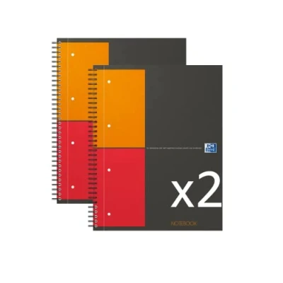 Imagen de Oxford Lote de 2 cuadernos International Notebook A4+ pequeños azulejos 5 mm 160 páginas encuadernación completa cubierta para tarjeta, color gris