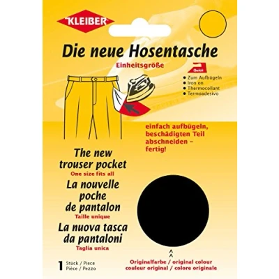 Imagen de Kleiber Repuesto Reparación de Bolsillos para Pantalones, Color Negro, Poliéster Lino Algodón, Estándar, Talla única