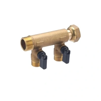 Imagen de Colector con tuerca libre Hembra Macho 3/4 2 salidas válvulas 1/2 QUICK PLOMBERIE