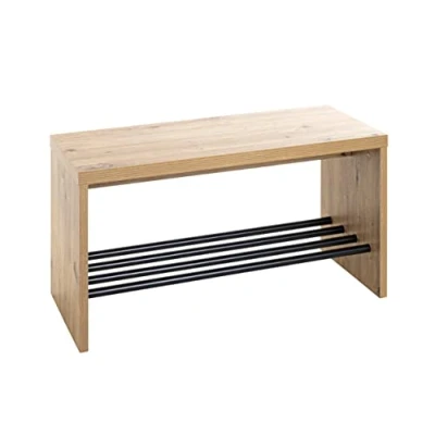 Imagen de HAKU Möbel Banco para zapatos, MDF, negro roble, 70 x 30 40 cm