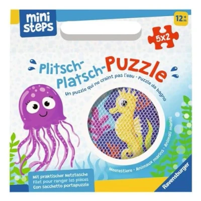 Imagen de Ravensburger ministeps 4588 Plitsch Platsch Puzzle de Animales Marinos para Exterior y baño, Juguete a Partir 1 año, Incluye práctica Bolsa Malla (04588)