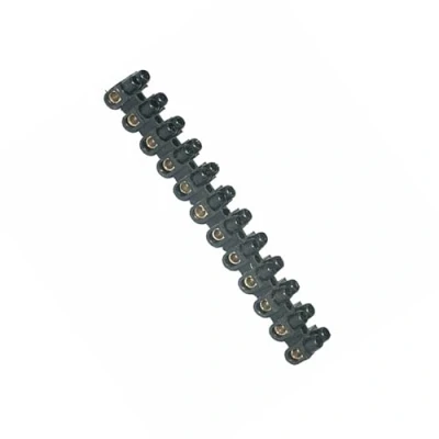 Imagen de Regleta de conexión negra 25 mm 60A, ideal para conexiones eléctricas seguras y eficientes en instalaciones industriales domésticas.