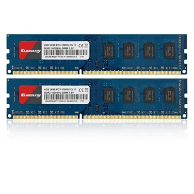 Imagen de Kuesuny Kit de 8 GB (2 x 4 GB) DDR3 1600 MHz Udimm RAM PC3 12800 12800U 1.5V CL11 240 Pin 2RX8 doble rango sin ECC búfer escritorio módulo memoria