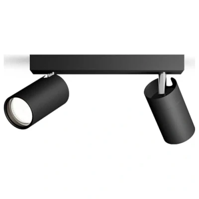 Imagen de Philips Idris Foco de Baño (2 luces), bombillas GU10 no incluida, Negro, IP44, Resistente al agua
