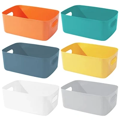 Imagen de Bgfuni 6 Piezas Cestas de Almacenaje Multiuso, Cajas Organizadoras Plástico con Asas, Cesta Ordenación, Almacenaje, Almacenamiento para Cocina, Baño, 20x14.5x7.5cm (6 couleurs)