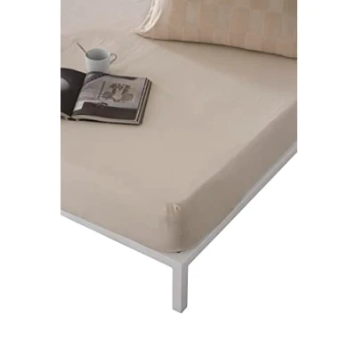 Imagen de Naturals Sabana Bajera Cama 90 Jersey 100% Algodon Totalmente Ajustable para colchones de hasta 33 centimetros Altura 90x190/200 Elba Beige