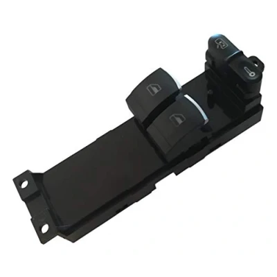 Imagen de Twowinds Interruptor Elevalunas Compatible con VW Golf, Seat Leon Toledo, Audi A3, Puerta Delantera Izquierda (lado conductor) 1J3959857AB Botonera Ventanillas, Bloqueo Puertas Centralizado (Cromado)