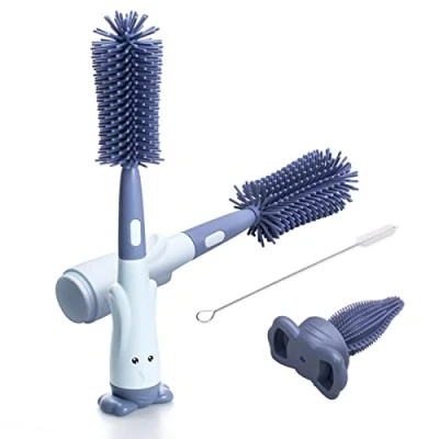 Imagen de Cepillo Limpia biberones de Silicona Alyvisun con para tetinas y pajitas, [Grado alimenticio/sin rayones] Almacenamiento Vertical
