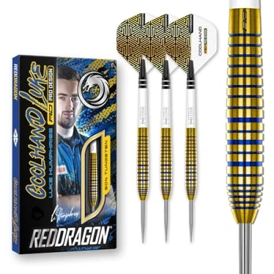 Imagen de RED DRAGON Luke Humphries TX3 Gold SE Juego de Dardos (24 Gramos, Punta tungsteno, Acero, con vuelos y cañas)