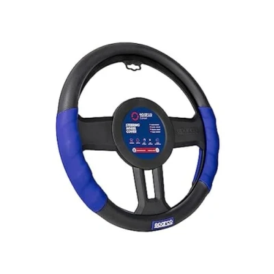 Imagen de Sparco SPC1100L Funda de Volante Negra y Azul para Coche Universal ergonómica