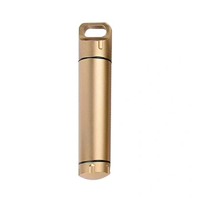 Imagen de Pastillero impermeable herramienta Vogueing 3 piezas EDC contenedor de aluminio cápsula supervivencia emergencia para camping, escalada, ciclismo, senderismo (dorado)