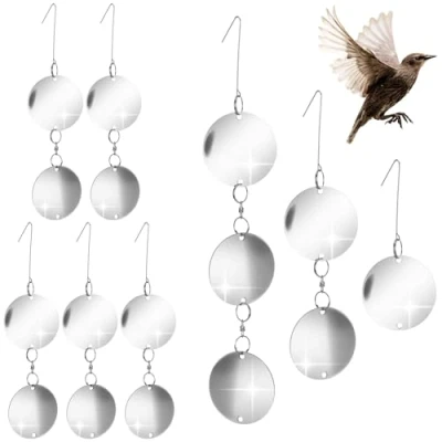 Imagen de com four® Juego de Repelente pájaros 56 Piezas Campana Viento Reflectante Espantapájaros contra Cuervos, grajos, estorninos y grajillas para Exteriores (56 Campanilla Viento)