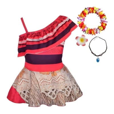 Imagen de Lito Angels Traje de baño Moana Vaiana con Accesorios para niñas Vestido una Pieza, Talla 11 12 años (Número Etiqueta 150)