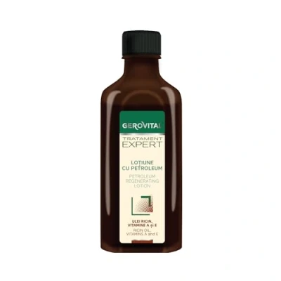 Imagen de Loción Regenerador para Cabello con Petróleo, Aceite de Ricino, Vitamina A y E, Reduce la Caída del Estimula su Crecimiento, 100 ml, Gerovital Tratament Expert