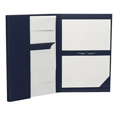 Imagen de Rössler Papier 1024831009 Papel Royal Carpeta de cartas DIN A4/DL, 25/25, acanalado azul/blanco