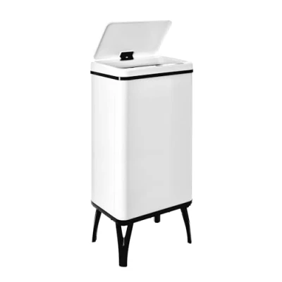 Imagen de WELL HOME MOBILIARIO &amp; DECORACIÓN Cubo de basura inteligente con apertura automática y contacto manual 50L, 35,5x26x83,5cm color blanco.