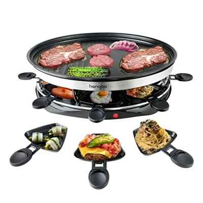 Imagen de Raclette Parrilla con Revestimiento Antiadherente 8 Mini Sartenes para Personas Forma Redonda, 1500W