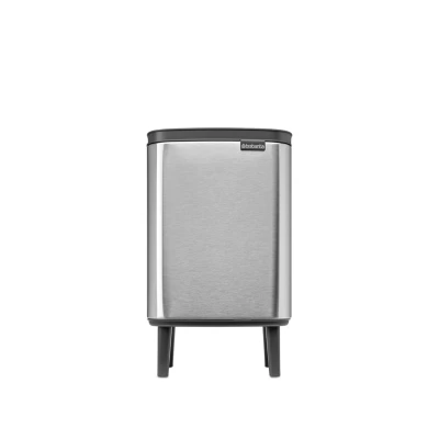 Imagen de Brabantia Cubo de basura Bo Hi 7 L con tapa cierre suave, interior extraíble y asa transporte Adecuado para baño, dormitorio oficina en casa Matt Steel Fingerprint Proof