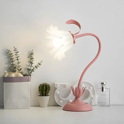 Imagen de meibeileil Flores Lamparas de Mesita Noche,DIY Flexo LáMpara Mesa con 3 Luces,LáMpara Escritorio Lectura Vintage Regulable,Lampara para NiñAs,Sala Estar,Dormitorio,Rosa.
