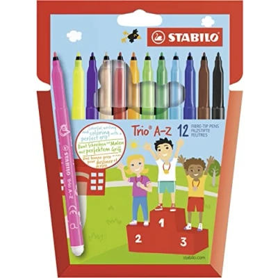 Imagen de Rotulador con zona de sujeción triangular STABILO Trio A Z Estuche 12 colores