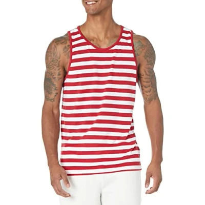 Imagen de Amazon Essentials Camiseta de Tirantes Ajuste Normal Hombre, Blanco/Rojo, XL