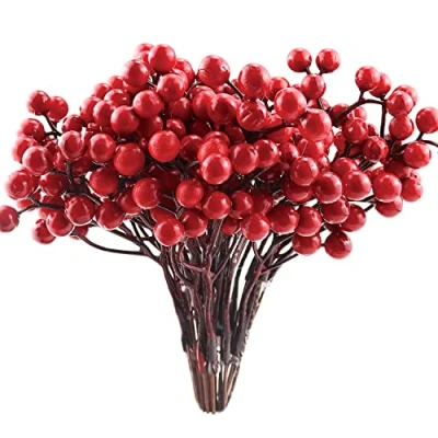 Imagen de Decoracion Navidad Bayas Artificiales Rojas de Decoración 20 Piezas Acebo Artificial Navideñas Decoraciones para Casa Mesas Guirnalda Arbol (200 Bayas)