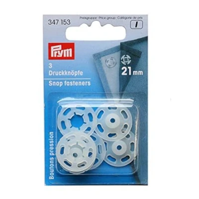 Imagen de Prym 347153 1 Fastneres A Presión para Coser, Plastic, Natural, 21 mm, transparent, 3 Stück,