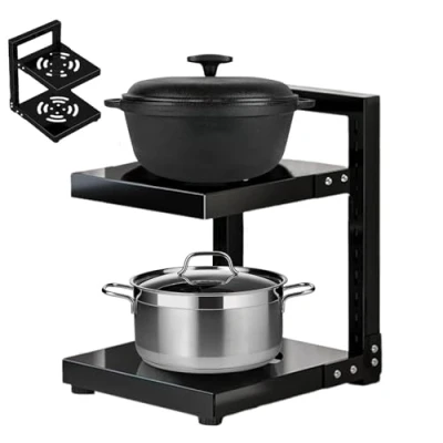 Imagen de DUDOK organizador de ollas y sartenes, resistente 2 capas para debajo del gabinete, organizadores cocina almacenamiento gabinete cocina, despensa, soporte