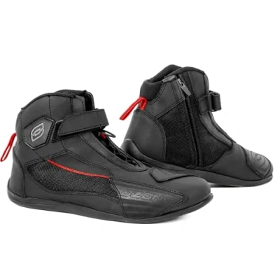 Imagen de OZONE Moto City Botas de Hombre y Mujer Cuero PU Tobillos Talones Reforzados Cremallera Larga Elementos Reflectantes