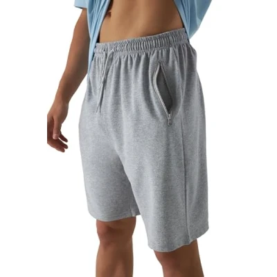 Imagen de Smith &amp; Solo Pantalones Cortos Hombre Algodón Cómodo Deporte con Cordón Ajustable en la Cintura y Bolsillos Cremallera para Fitness Correr, 7316 Gris M