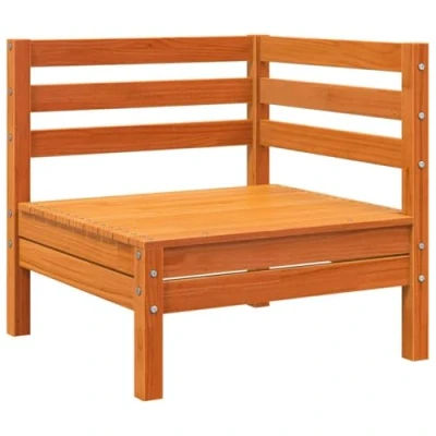 Imagen de vidaXL Sofá de Jardín Esquina, Esquinero Individual, Sillón Exterior, Asiento Modular para Patio Balcón, Madera Maciza Pino Marrón Cera