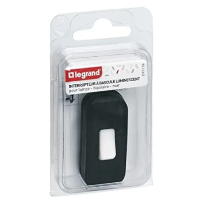 Imagen de Legrand LEG91156 Interruptor basculante (pulsador luminiscente, 2 A, hilo flexible), color negro