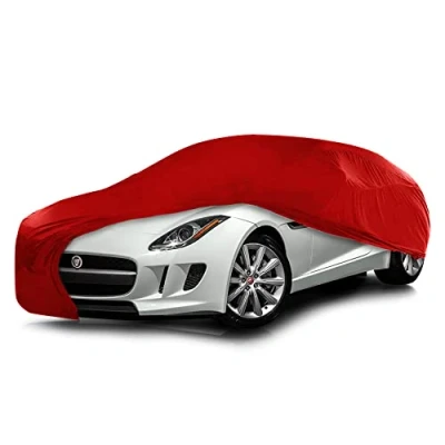 Imagen de Cosmos Funda de Coche para Uso Interior compatible con los principales modelos Coupé, Tejido Elástico, Transpirable y Antipolvo, Suave al Tacto, Ajuste Perfecto, Rojo