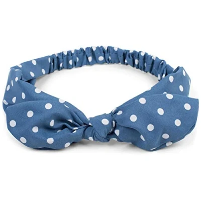Imagen de styleBREAKER cinta para el pelo de mujer con motivo lunares, lazo flexible y goma elástica, la frente, pinup, rockabilly 04026036, color:azul