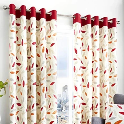 Imagen de Fusion, Cortinas Beechwood, 100% algodón, Tela, Rojo, 90x72 (229 x 183 cm)