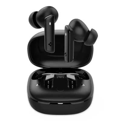 Imagen de Spigen Audio Auriculares Inalámbricos Deportivos SA TW P20, Bluetooth 5.2 para Juegos, 30H de Reproducción, USB C Cancelacion Ruido, Resistencia al Agua IPX5, EQ Personalizado Negro