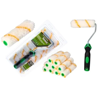 Imagen de ToolSpace Set 10 Piezas Rodillos para Pintar Paredes Pintura y 11cm de Largo Juego Pintores en Superficies Lisas Lugares difícil Acceso
