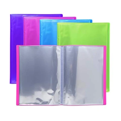 Imagen de Exacompta 85280E Pack de 4 protectores documentos Iderama 60 bolsillos cristal liso 120 vistas para A4 tamaño 24 x 32 cm funda polipropileno semirrígido colores surtidos