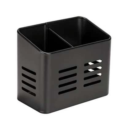 Imagen de WENKO Cesto de cubertería Baco, cesta Black Outdoor Kitchen metal recubierto polvo en color negro para cubiertos, 16 x 13,5 9 cm