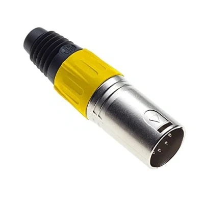 Imagen de Keple Enchufe XLR De 5 Polos, Amarillo Macho para Micrófono Audio DMX, Adaptador Mellado, Conector Construcción Metálica con Carcasa Plástico