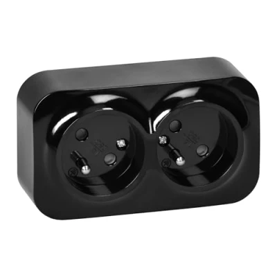 Imagen de Miratic Enchufe Multiple Base Superficie Doble Pared 2 x Polos +Tierra Versión Francesa Negro