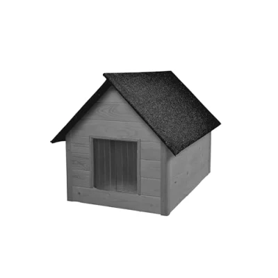 Imagen de WOODOK Casa de Perro Grande Aislada Caseta Madera Impermeable y Resistente al Clima, Ideal para Invierno, Confort Protección Total Tu Mascota, Dimensiones Exteriores (Gris, 82x58x47 cm)