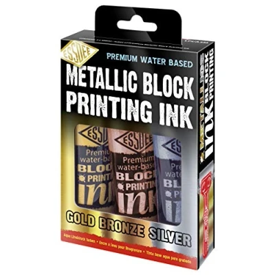 Imagen de ESSDEE Paquete de 3 tintas impresión en bloque (oro metálico, plata, bronce), 100ml x
