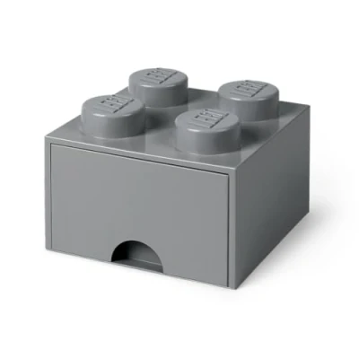 Imagen de Room Copenhagen LEGO Ladrillo 4 pomos, 1 cajón, caja de almacenaje apilable, 4,7 l, Gris Oscuro, One size