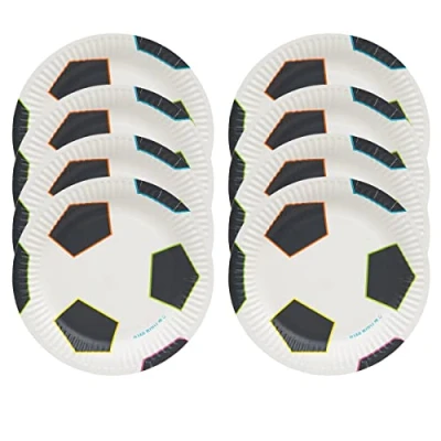 Imagen de Talking Tables Platos Paquete de 12 vajilla reciclable y desechable para fiestas infantiles cumpleaños, Copa Mundial la FIFA, Inglaterra, Euro, Fútbol, (CHAMP V2 PLATE SML)