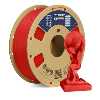 Imagen de OVERTURE PLA Plus (PLA+) Filamento 1,75 mm Dureza Profesional Rollo Mejorado, Premium 2 kg (4,4 libras), Precisión Dimensional 99% Probabilidad +/ 0.02 (Rojo)