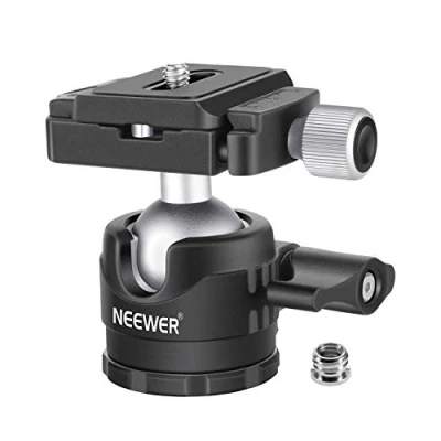 Imagen de NEEWER Rotula para trípode de Perfil bajo 28 mm, rotación panorámica 360 con Placa liberación rápida Tipo Arca 1/4&quot; y Nivel Burbuja trípodes, monopodos, Carga máxima: 6,6 LB/3